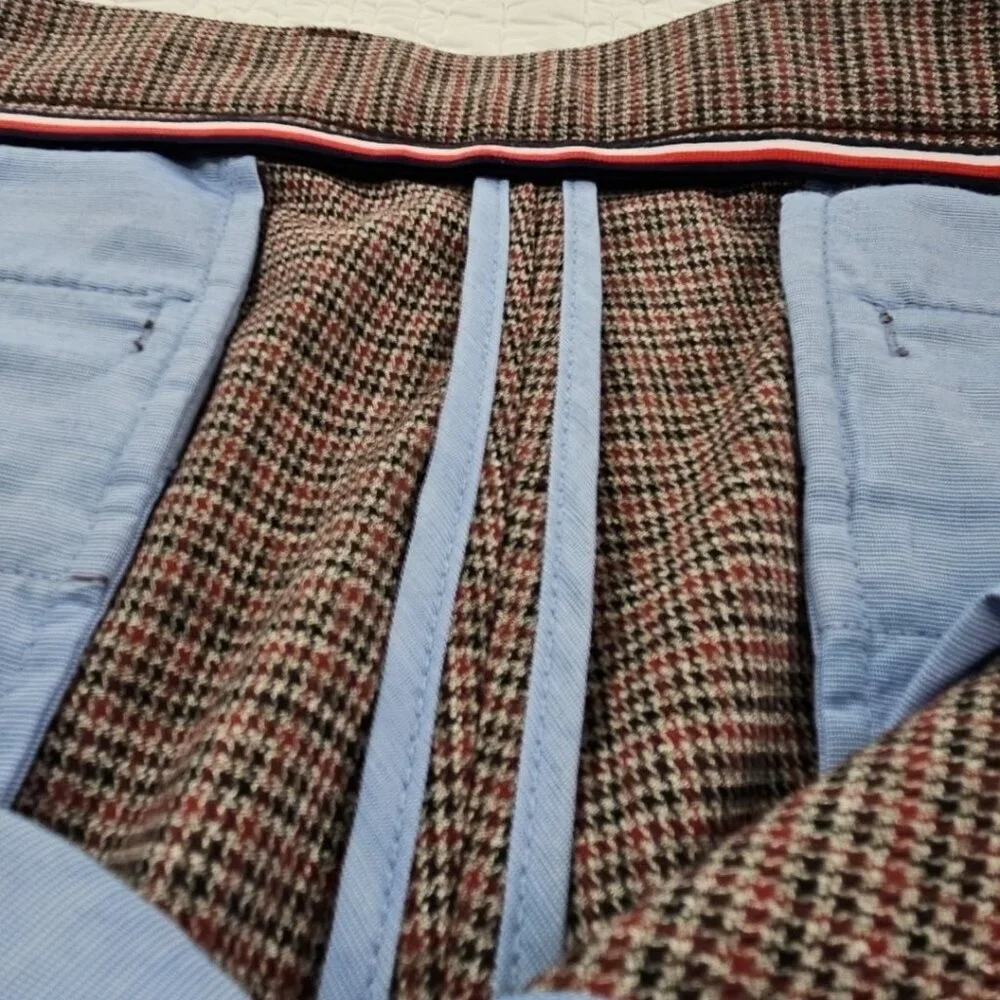 Tommy Hilfiger Performance Pants Men's 34x32 Red Black Houndstooth EUC‎ Luxury